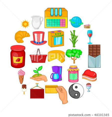 Sweet drink icons set, cartoon style 48101385