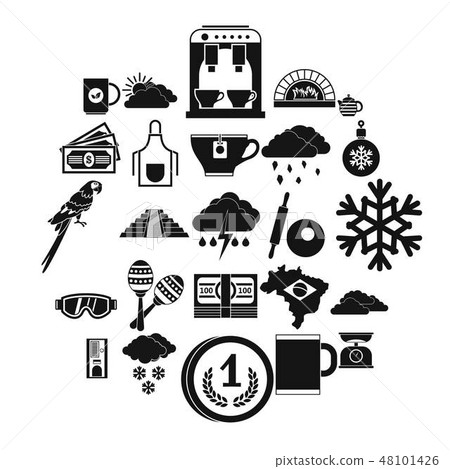 Coffee making icons set, simple style 48101426