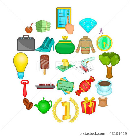 Coffee icons set, cartoon style 48101429