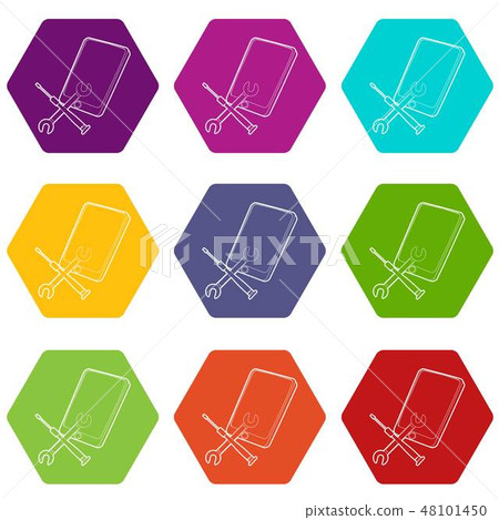 Gadget after reparation icons set 9 vector Gadget after reparation icons set 9 vector 48101450