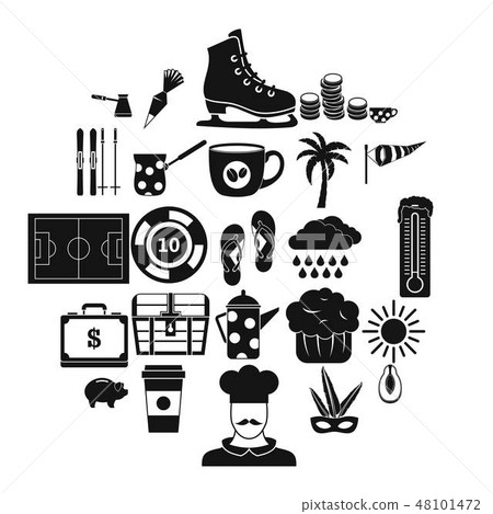 Coffeemania icons set, simple style 48101472