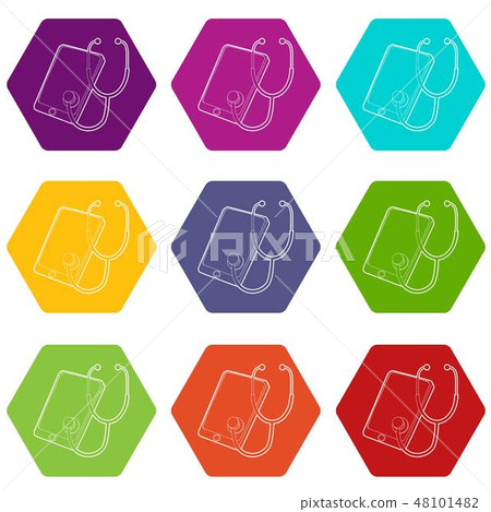 Gadget in diagnostic process icons set 9 vector Gadget in diagnostic process icons set 9 vector 48101482