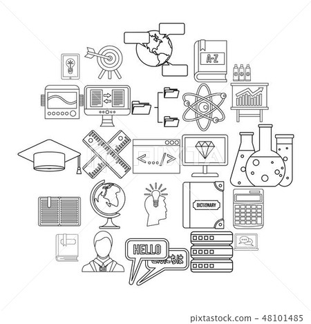 College icons set, outline style 48101485
