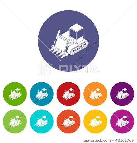 Construction bulldozer icons set vector color Construction bulldozer icons set vector color 48101769