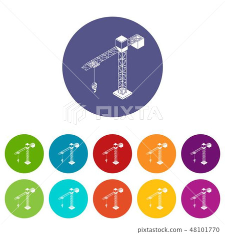 Tower crane icons set vector color 48101770