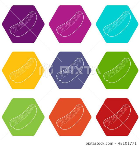 Hot dog icons set 9 vector Hot dog icons set 9 vector 48101771