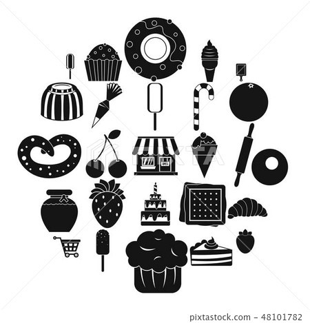 Sweet flavour icons set, simple style Sweet flavour icons set, simple style 48101782