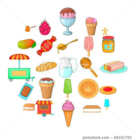 Baking from cook icons set, cartoon style Baking from cook icons set, cartoon style 48101785