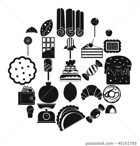 Ice cream parlor icons set, simple style Ice cream parlor icons set, simple style 48101788