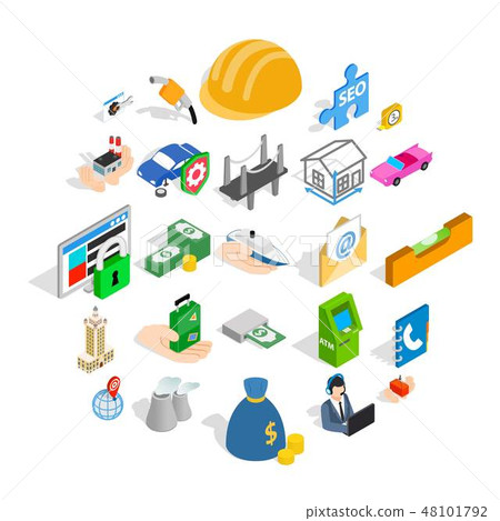 Concern icons set, isometric style Concern icons set, isometric style 48101792