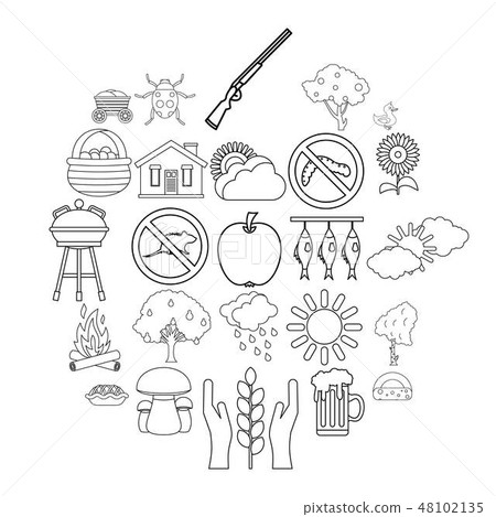 Countryside icons set, outline style 48102135