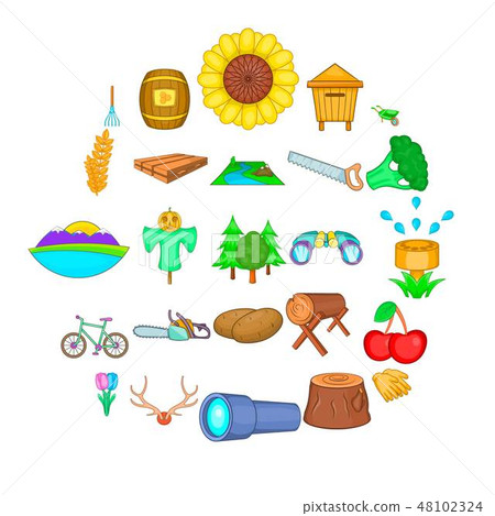 Country life icons set, cartoon style Country life icons set, cartoon style 48102324