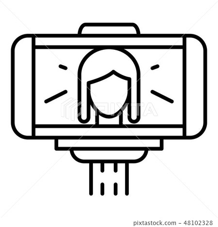 Girl selfie smartphone icon, outline style Girl selfie smartphone icon, outline style 48102328