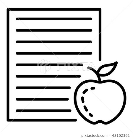 Homework paper apple icon, outline style Homework paper apple icon, outline style 48102361