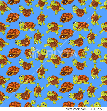 Turtle pattern seamless, cartoon style 48102723