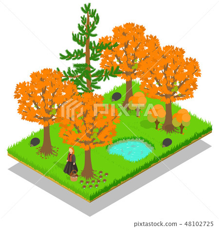 Autumn forest concept banner, isometric style 48102725