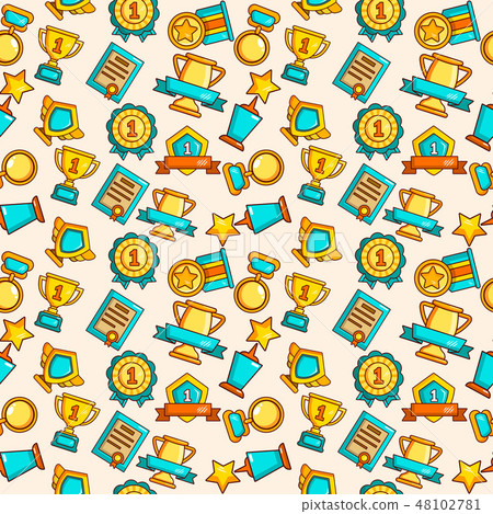 Win pattern seamless, cartoon style 48102781