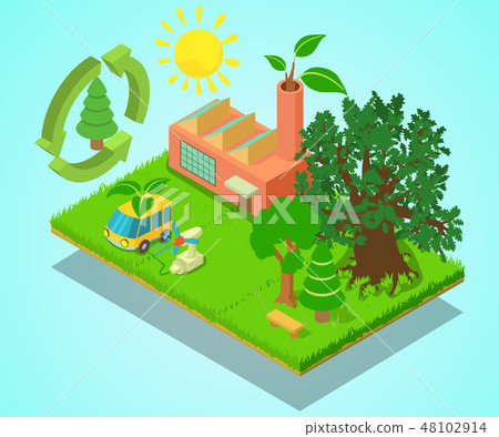 Eco place concept banner, isometric style Eco place concept banner, isometric style 48102914