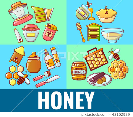 Honey concept banner, cartoon style Honey concept banner, cartoon style 48102929