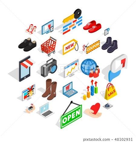 Smart advertising icons set, isometric style Smart advertising icons set, isometric style 48102931