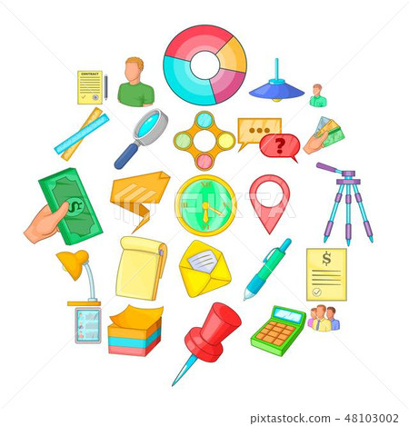 Coworking space icons set, cartoon style 48103002