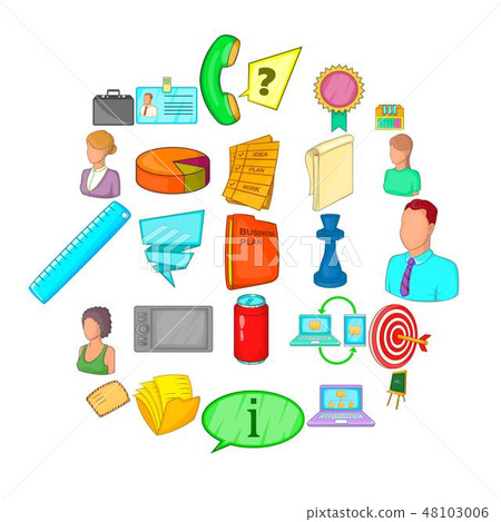 Place for work icons set, cartoon style Place for work icons set, cartoon style 48103006