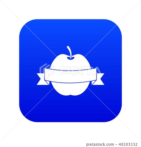 Apple with ribbon icon digital blue 48103132