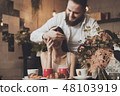 Romantic dinner for a couple in love in a cafe 48103919