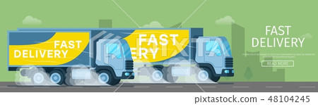 Fast Delivery Truck Driving Quickly the Road - Stock Illustration ...
