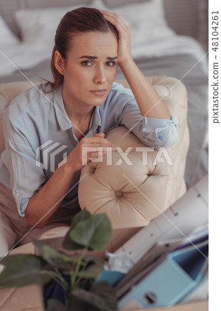 Downhearted woman looking at you with desperation in eyes Downhearted woman looking at you with desperation in eyes 48104261