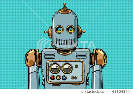 retro robot portrait 48104544