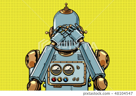 robot covered his eyes - Stock Illustration [48104547] - PIXTA