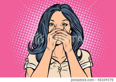 woman covered her mouth woman covered her mouth 48104579