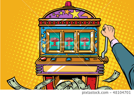 war games, aggressive politics concept. one-armed bandit slot machine 48104701