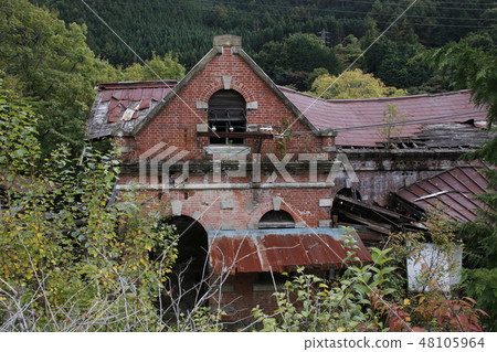 Red brick building in Ashio Copper mine 48105964