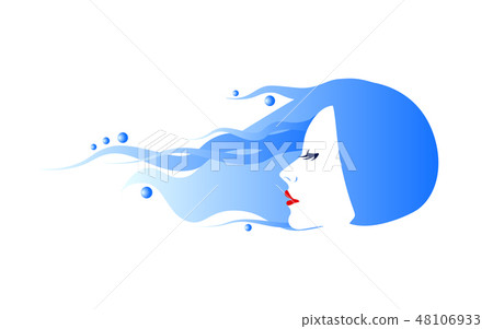 long hair style icon, logo women face long hair style icon, logo women face 48106933