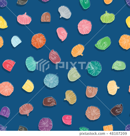 Colorful pumpkin on dark blue seamless background. - Stock Illustration ...