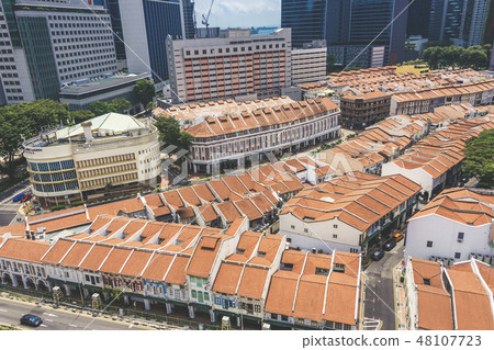 Shophouses aerial view Singapore Tanjong Pagar 48107723