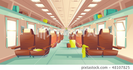 Passenger train wagon interior cartoon vector Passenger train wagon interior cartoon vector 48107825