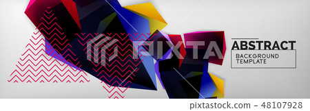 Dark color geometric abstract background, 3d shapes Dark color geometric abstract background, 3d shapes 48107928