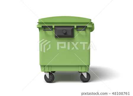 3d rendering of a light-green dumpster on white background. 48108761