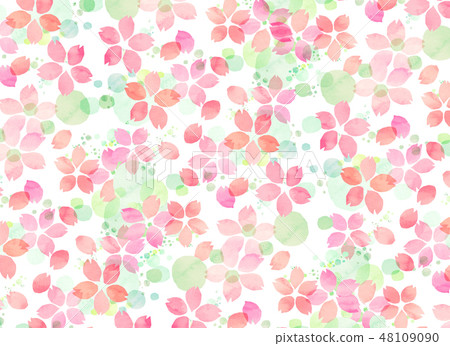 櫻花水彩風格紋理 48109090