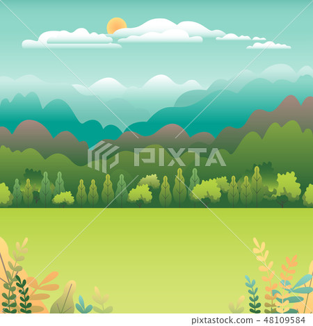 Hills and mountains landscape in flat style design Hills and mountains landscape in flat style design 48109584
