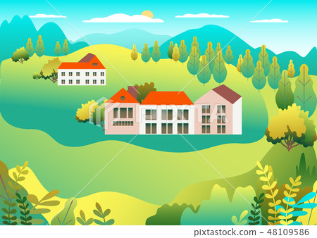Rural Farm countryside Village landscape ranch Rural Farm countryside Village landscape ranch 48109586