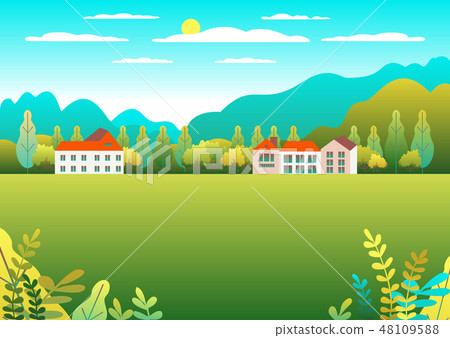 Rural Farm countryside Village landscape ranch Rural Farm countryside Village landscape ranch 48109588