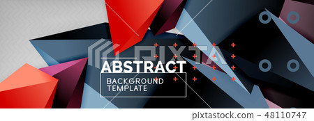 3d polygonal shape geometric background, triangular modern abstract composition 48110747