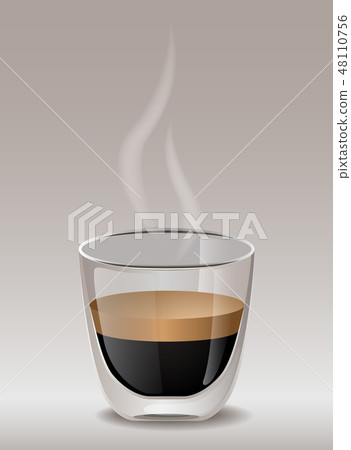 Hot espresso coffee in a transparent mug 48110756