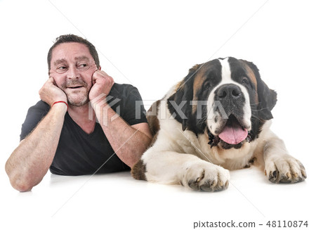 saint bernard and man 48110874