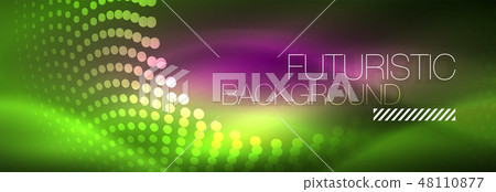 Green neon dotted circles background 48110877