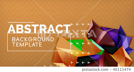 Vector triangular 3d geometric shapes background, modern poster design 48111474